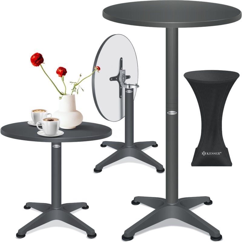 foto del prodotto kesser tavolo da bar 2in1 tavolo bistrot pieghevole piano in alluminio acciaio inox altezza regolabile 70cm 115cm tavolo per feste matrimonio al