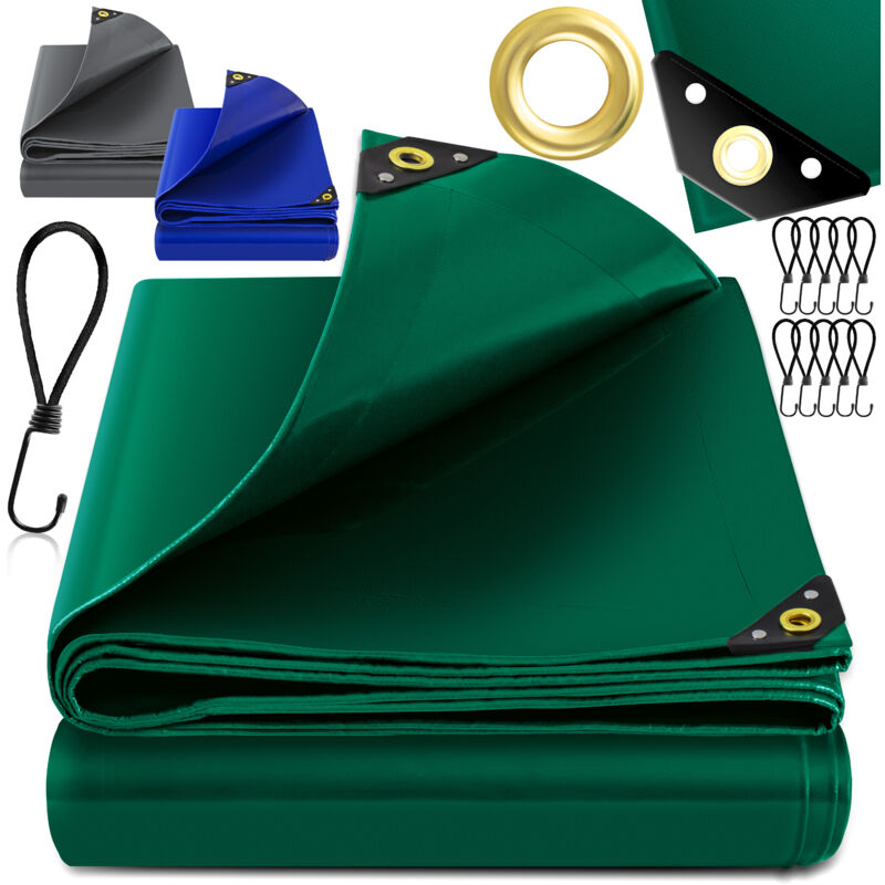 foto del prodotto kesser telone premium con occhielli 650 g m pvc impermeabile e antistrappo 10 ganci telone di alta qualit universale per camion piscina