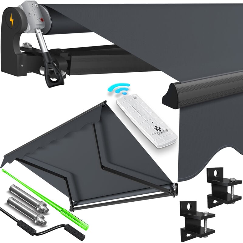 foto del prodotto kesser tenda da sole a bracci ripiegabili elettrici, con telecomando, tenda da giardino, tenda a fascette, tenda da sole con supporto a parete,