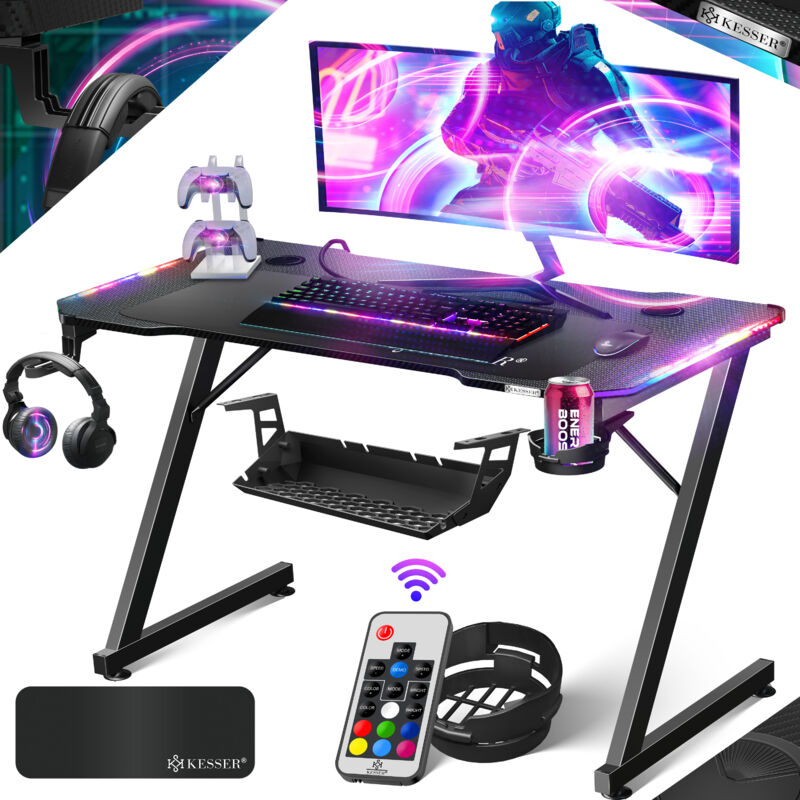 foto del prodotto kesser ultimate gaming desk scrivania da gioco con telaio a z e portabicchieri gancio per cuffie scrivania per computer scrivania per pc scrivania