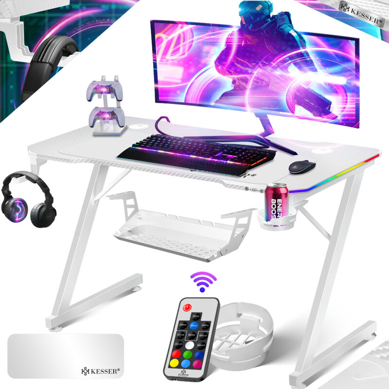 foto del prodotto kesser ultimate gaming desk scrivania da gioco con telaio a z e portabicchieri gancio per cuffie scrivania per computer scrivania per pc scrivania