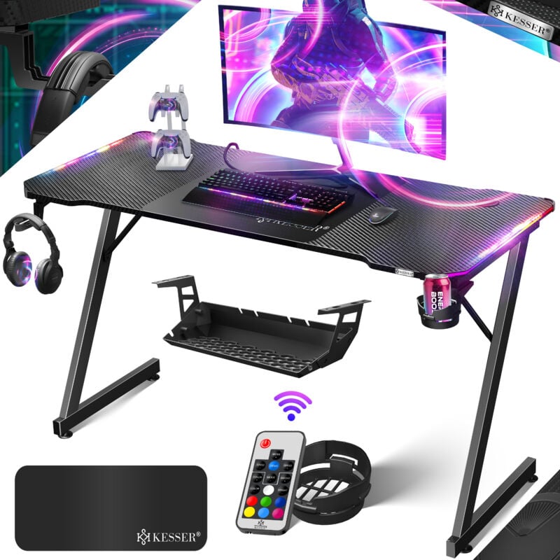 foto del prodotto kesser ultimate gaming desk scrivania da gioco con telaio a z e portabicchieri gancio per cuffie scrivania per computer scrivania per pc scrivania
