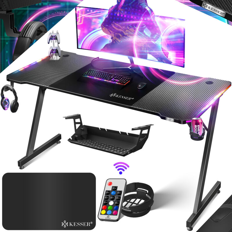 foto del prodotto kesser ultimate gaming desk scrivania da gioco con telaio a z e portabicchieri gancio per cuffie scrivania per computer scrivania per pc scrivania