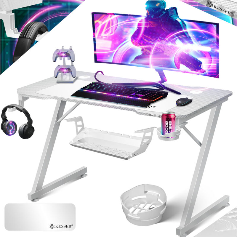 foto del prodotto kesser ultimate gaming desk scrivania da gioco con telaio a z e portabicchieri gancio per cuffie scrivania per computer scrivania per pc scrivania