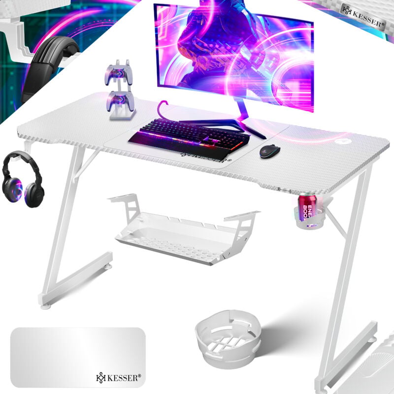 foto del prodotto kesser ultimate gaming desk scrivania da gioco con telaio a z e portabicchieri gancio per cuffie scrivania per computer scrivania per pc scrivania