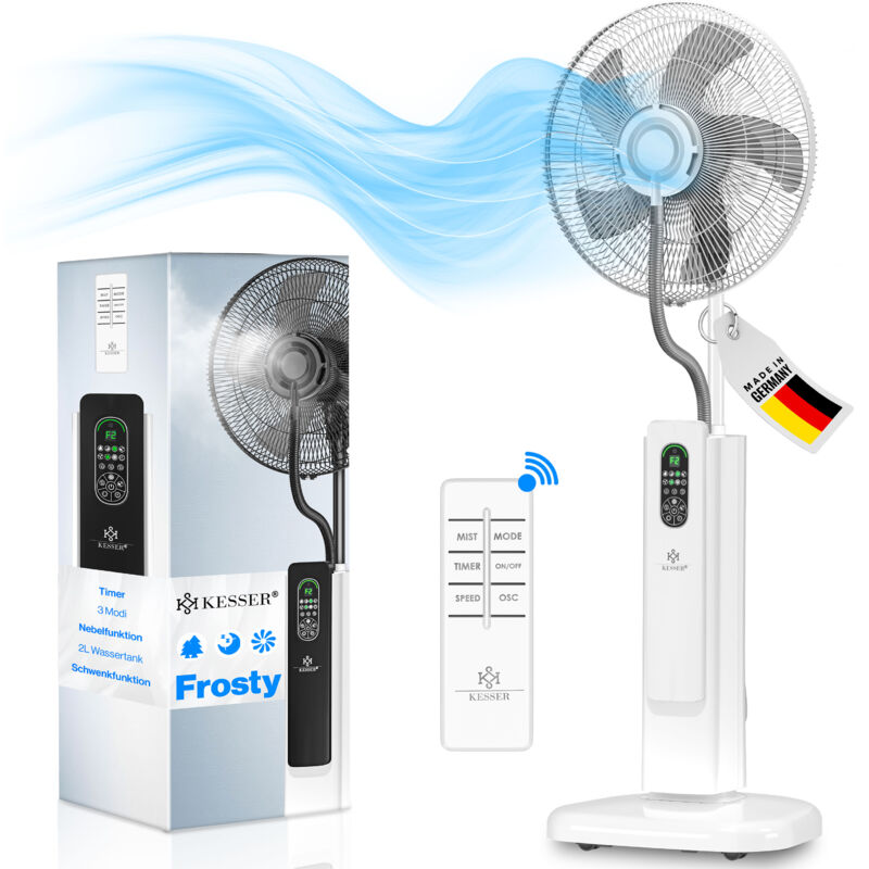 foto del prodotto kesser ventilatore a piantana frosty con acqua nebulizzazione a ultrasuoni raffreddamento ad acqua incl. telecomando funzione timer umidificatore