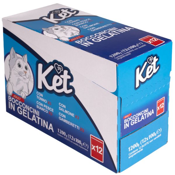 foto del prodotto ket adult bocconcini in gelatina multipack 12x100 gr 48 bustine da 100 gr 1 ordine scegli lo sconto bzr5 bzr20 200 punti fedelt 