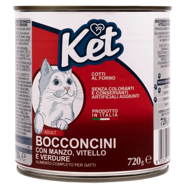 foto del prodotto ket cat adult bocconcini 720 gr manzo e vitello cibo umido per gatti 1 ordine scegli lo sconto bzr5 bzr20 200 punti fedelt 