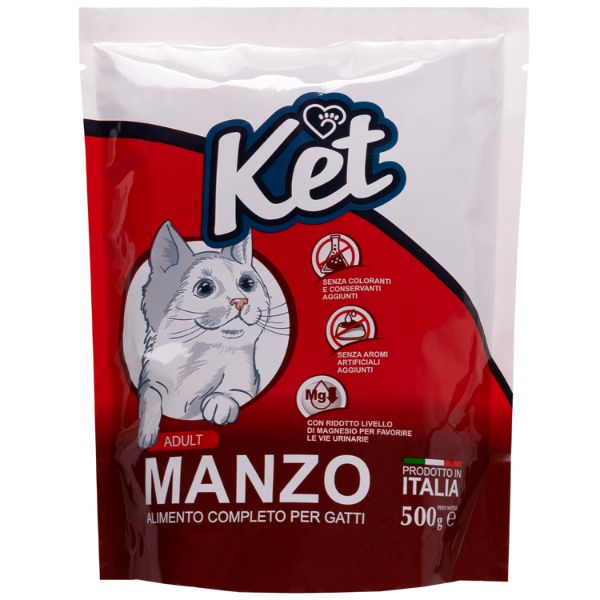 foto del prodotto ket cat adult manzo 500 gr croccantini per gatti 1 ordine scegli lo sconto bzr5 bzr20 200 punti fedelt 