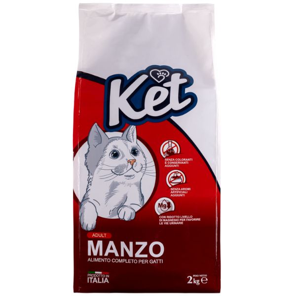 foto del prodotto ket cat adult manzo manzo 2 kg croccantini per gatti 1 ordine scegli lo sconto bzr5 bzr20 200 punti fedelt 