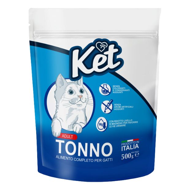 foto del prodotto ket cat adult tonno 500 gr croccantini per gatti 1 ordine scegli lo sconto bzr5 bzr20 200 punti fedelt 