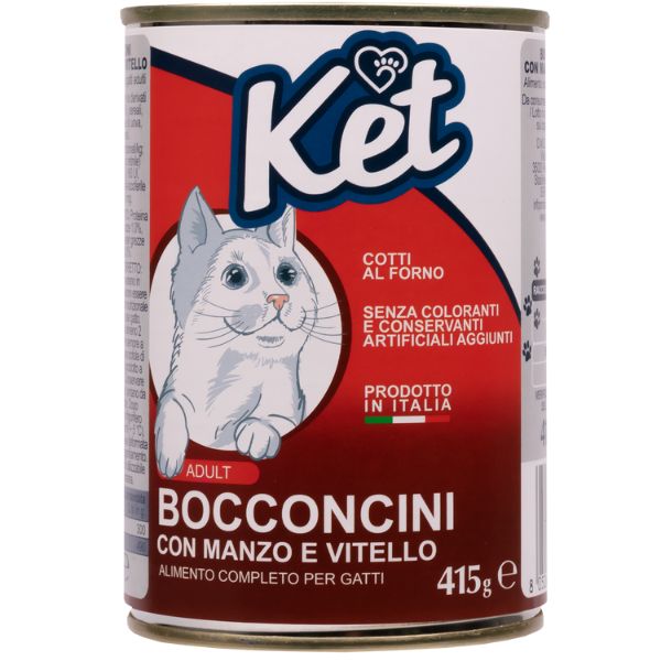 foto del prodotto ket cat adult umido 415 gr - manzo e vitello - cibo umido per gatti - spedizione gratis da 39€