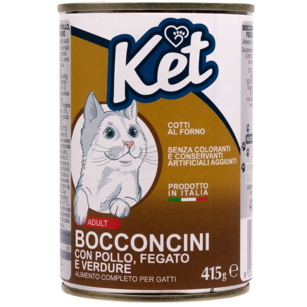 foto del prodotto ket cat adult umido 415 gr pollo e fegato cibo umido per gatti 1 ordine scegli lo sconto bzr5 bzr20 200 punti fedelt 