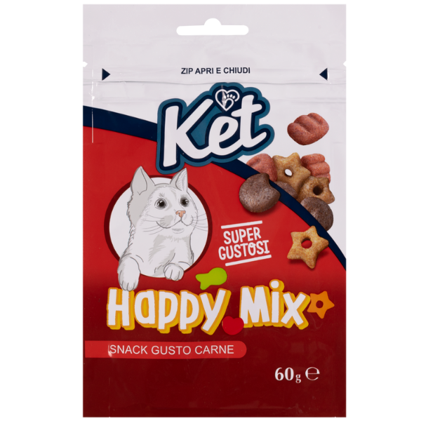 foto del prodotto ket cat snack happy mix 60 gr mix carne 1 ordine scegli lo sconto bzr5 bzr20 200 punti fedelt 