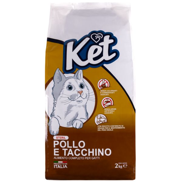 foto del prodotto ket cat sterilised pollo e tacchino pollo e tacchino sterilised 2 kg 1 ordine scegli lo sconto bzr5 bzr20 200 punti fedelt 