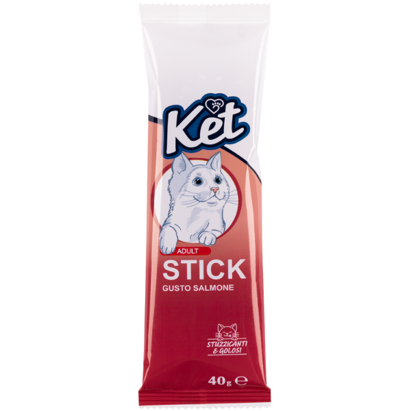 foto del prodotto ket cat stick snack in crema per gatti 40 gr - salmone - 1 ordine scegli lo sconto bzr5 bzr20 200 punti fedeltà