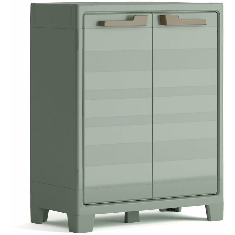 foto del prodotto keter - armadio da giardino 2 ripiani 80x44x100 cm planet outdoor basso grigio e verde