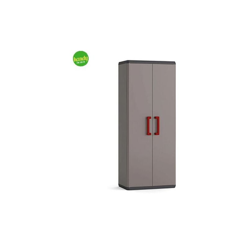 foto del prodotto keter armadio portascopa per interni ed esterni in resina con 3 ripiani linea quadra grigio h 166 cm