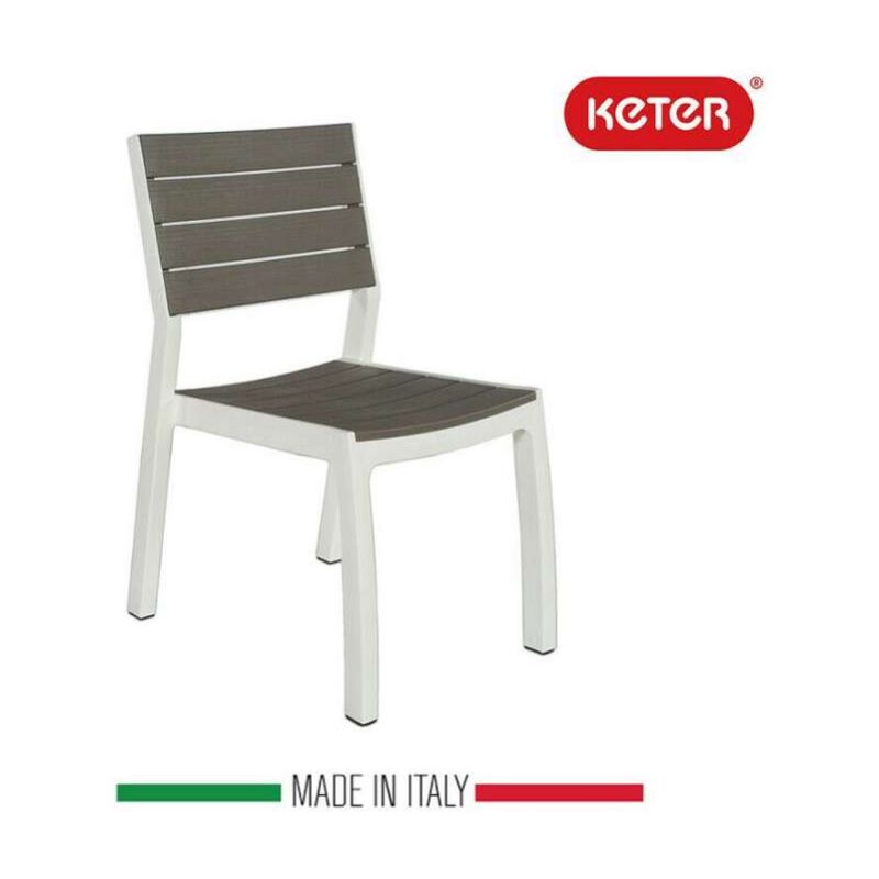 foto del prodotto keter sedia da giardino harmony bianco cappuccino resina effetto legno 47x60x86 cm