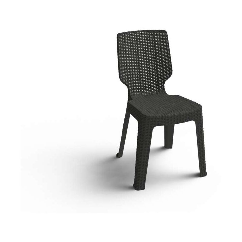foto del prodotto keter sedia t chair resina effetto rattan colore grafite misura 39x48x68h cm impilabile