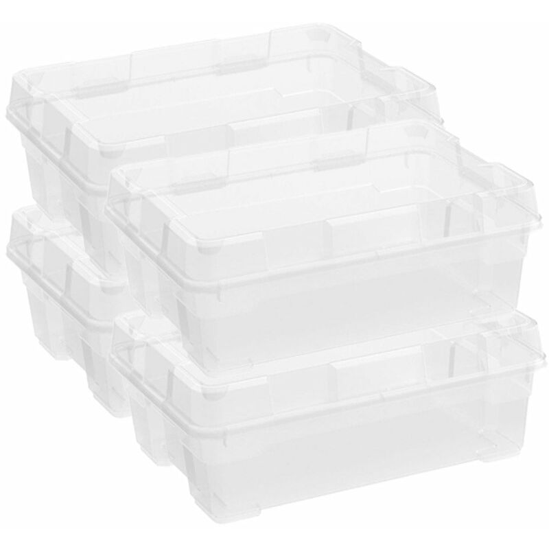 foto del prodotto keter set 4 contenitori rettangolari 55x39x28 cm in plastica jumbo box m trasparente