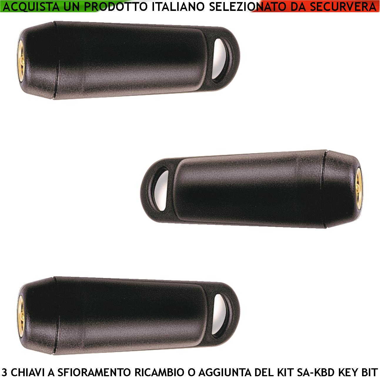 foto del prodotto key bit 3 chiavi elettroniche sfioramento ricambio amica elisa combivox codici sicurezza personali 64 bit keybit denver codice univoco su 3 miliardi di combinazioni controllo delle variazioni eseguite