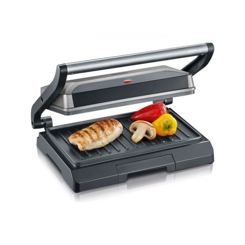 foto del prodotto kg2394 grill multifunzione compatto carne panini verdure piatti antiaderenti 23x14 5 cm raccogli grassi severin