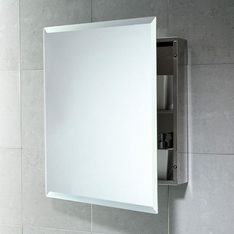 foto del prodotto kiamami valentina armadietto contenitore con specchio per bagno in acciaio inox