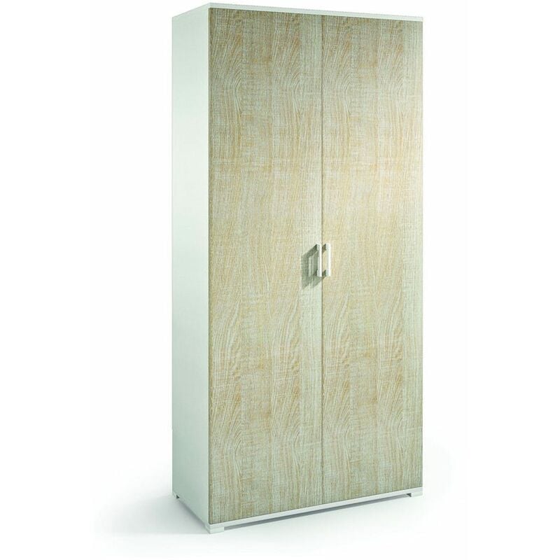 foto del prodotto kiamami valentina armadio multiuso per il bagno h 195cm bianco con 2 ante rovere