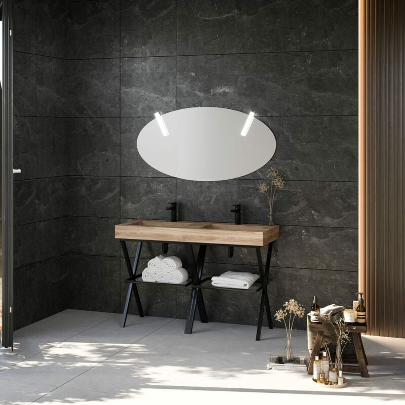 foto del prodotto kiamami valentina arredo bagno a terra 120cm 2 cavalletti in metallo e lavabo in hpl diamante