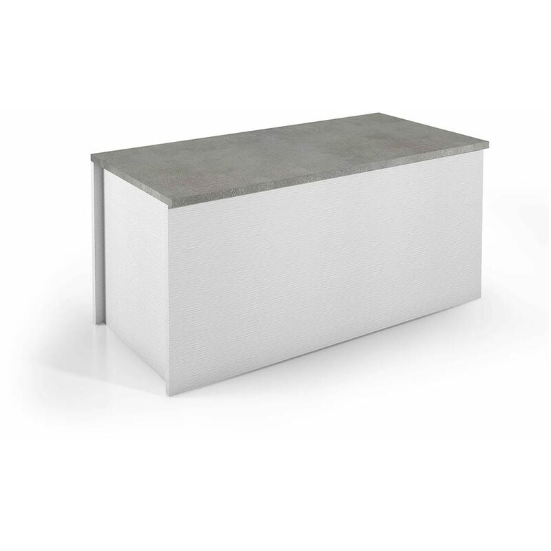 foto del prodotto kiamami valentina baule contenitore in legno bianco con seduta cemento
