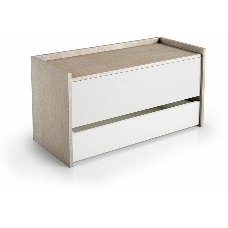 foto del prodotto kiamami valentina baule contenitore in legno rovere con frontale bianco