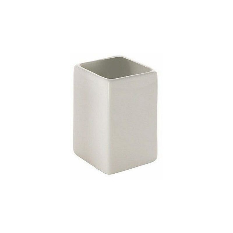 foto del prodotto kiamami valentina bicchiere porta spazzolini da appoggio in ceramica bianca quadrato vella