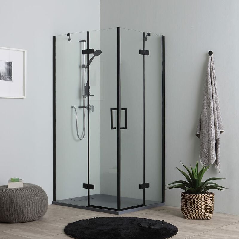 foto del prodotto kiamami valentina box doccia 120x80 nero doppia porta battente in cristallo 6mm london