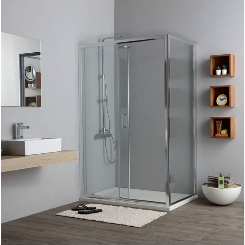 foto del prodotto kiamami valentina - box doccia con porta nicchia 120cm anta fissa 70 trasparente new giada