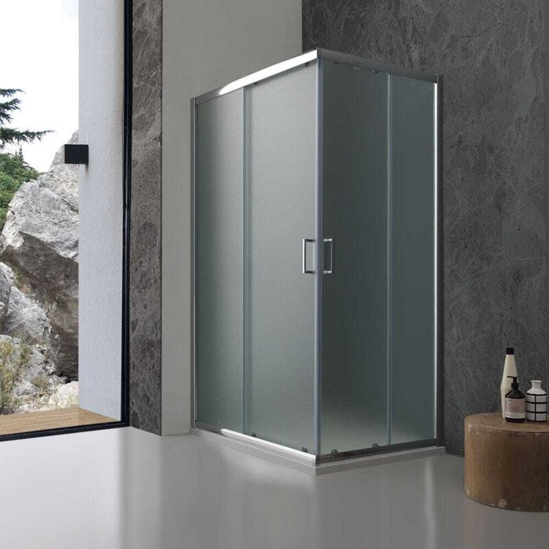 foto del prodotto kiamami valentina box doccia giada 80x100 cristallo 6 mm opaco buccia d arancia