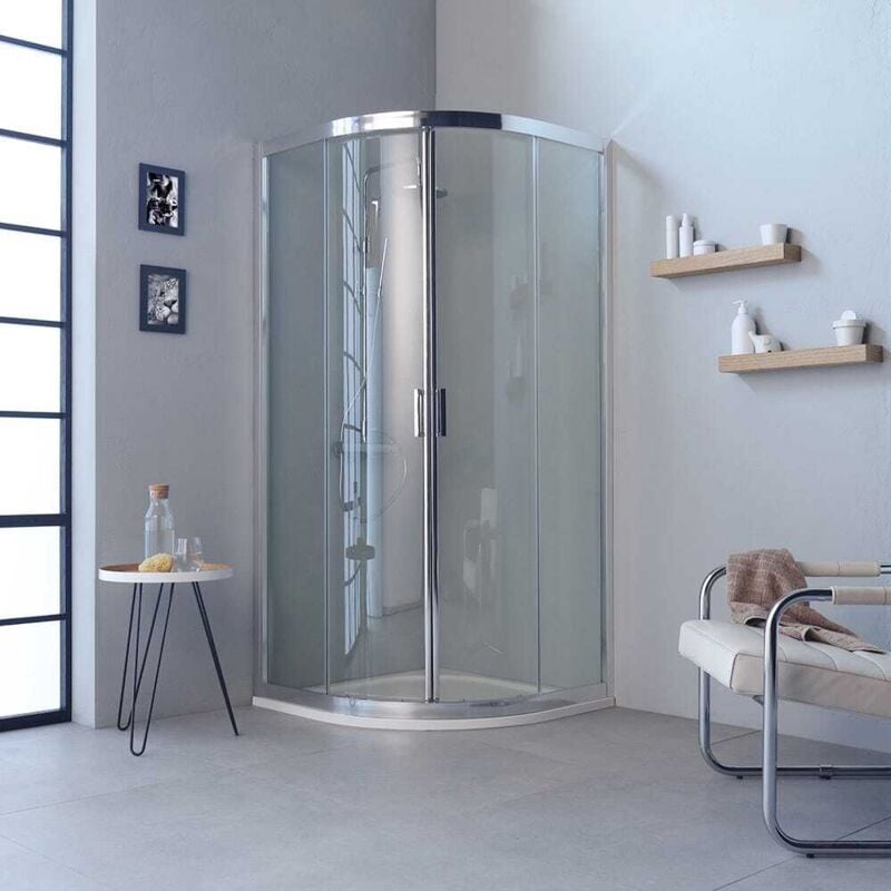 foto del prodotto kiamami valentina box doccia moderno semicircolare profili cromo 80x80 trasparente fly