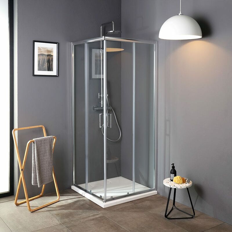 foto del prodotto kiamami valentina box doccia scorrevole in cristallo 75x75 ad angolo luna