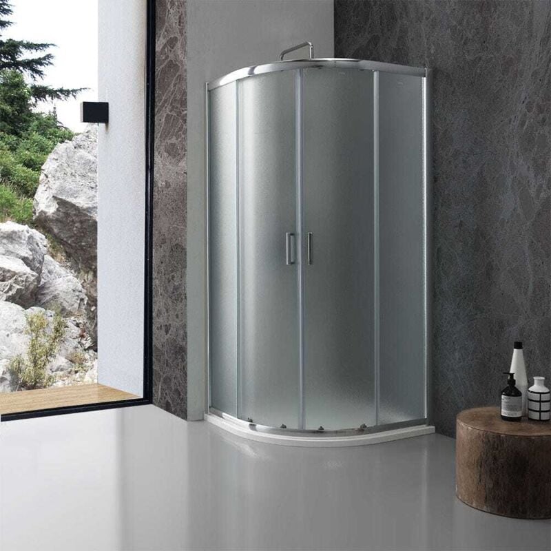 foto del prodotto kiamami valentina box doccia semicircolare giada 80x80 6 mm cristallo opaco