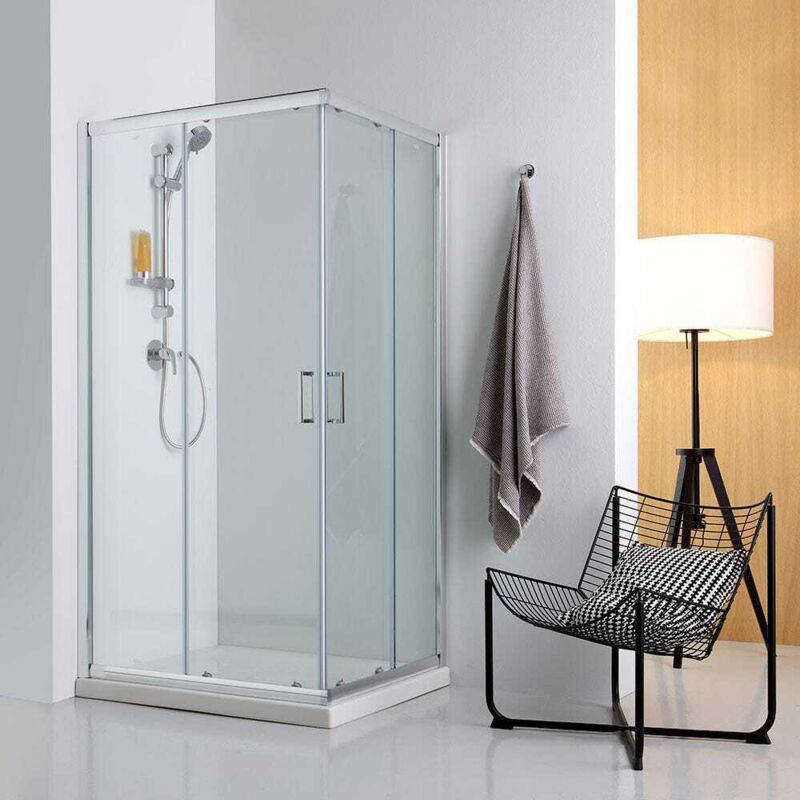 foto del prodotto kiamami valentina cabina doccia 70x90 in cristallo completa di piatto doccia in ceramica 6cm