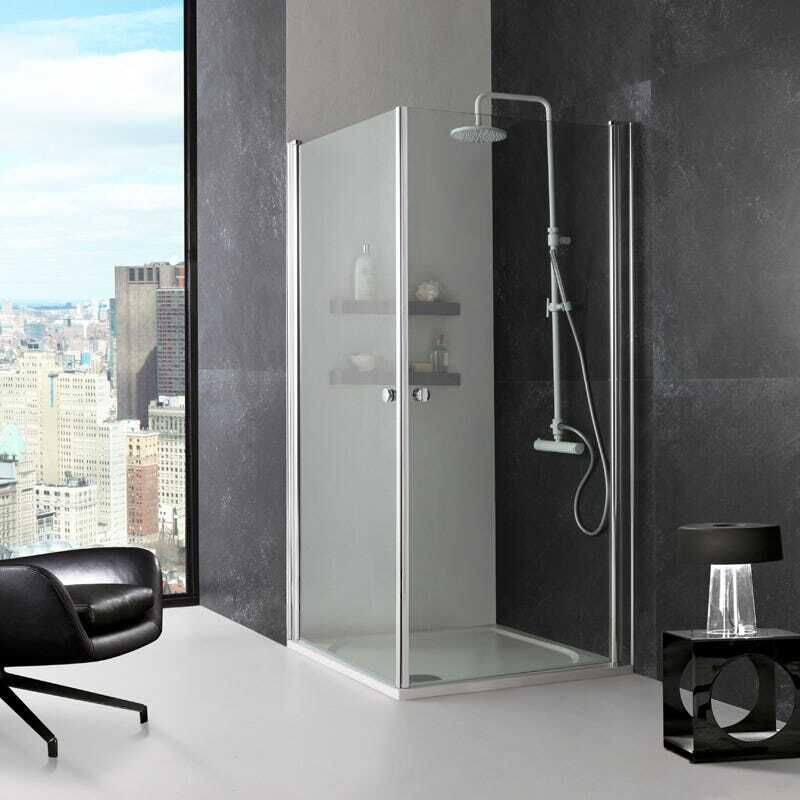 foto del prodotto kiamami valentina cabina doccia a due ante in cristallo angolare cm 70x70 cristal