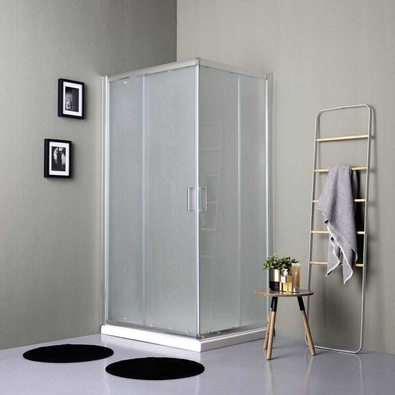 foto del prodotto kiamami valentina cabina doccia rettangolare 100x80 satinata ante scorrevoli 6mm giada