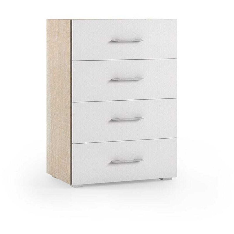 foto del prodotto kiamami valentina cassettiera per bagno con frontale bianco e laterali rovere