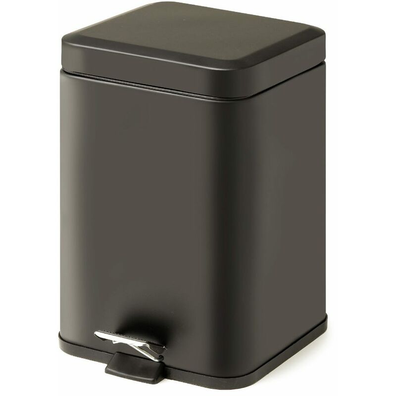 foto del prodotto kiamami valentina cestino gettacarte bagno in acciaio nero opaco 5l artemisia