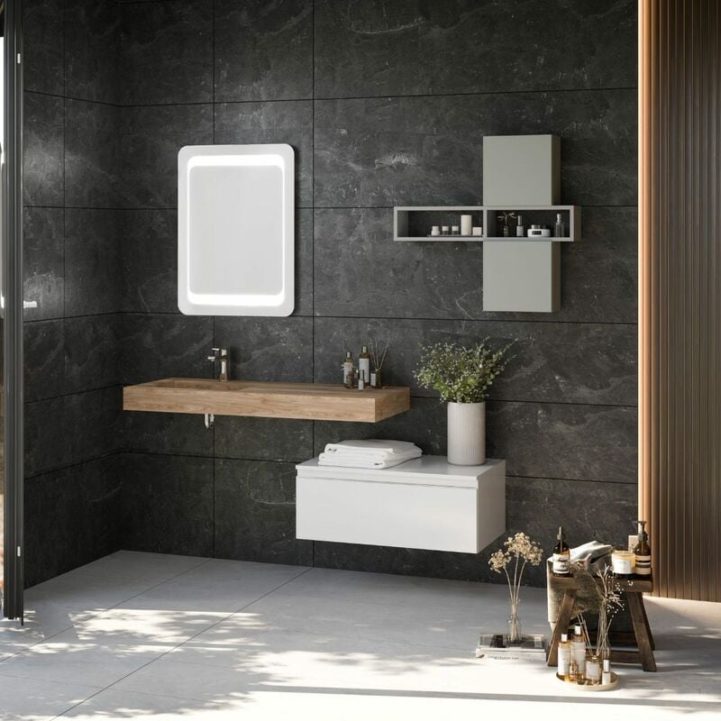 foto del prodotto kiamami valentina composizione bagno sospesa con lavabo hpl 100cm e cassetto 80cm diamante