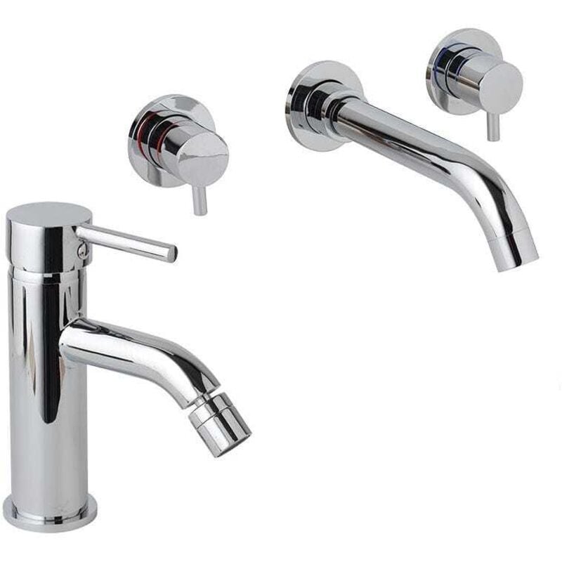 foto del prodotto kiamami valentina coppia miscelatore a parete per lavabo e rubinetto per bidet fassa