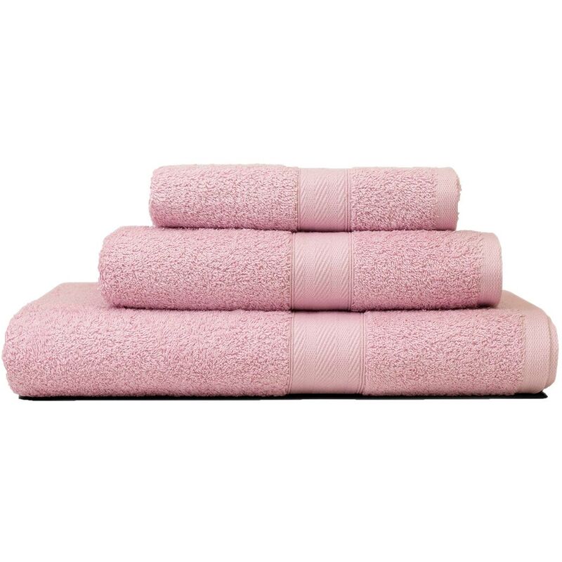 foto del prodotto kiamami valentina kit 3 asciugamani misure differenti in cotone rosa dalia teddy