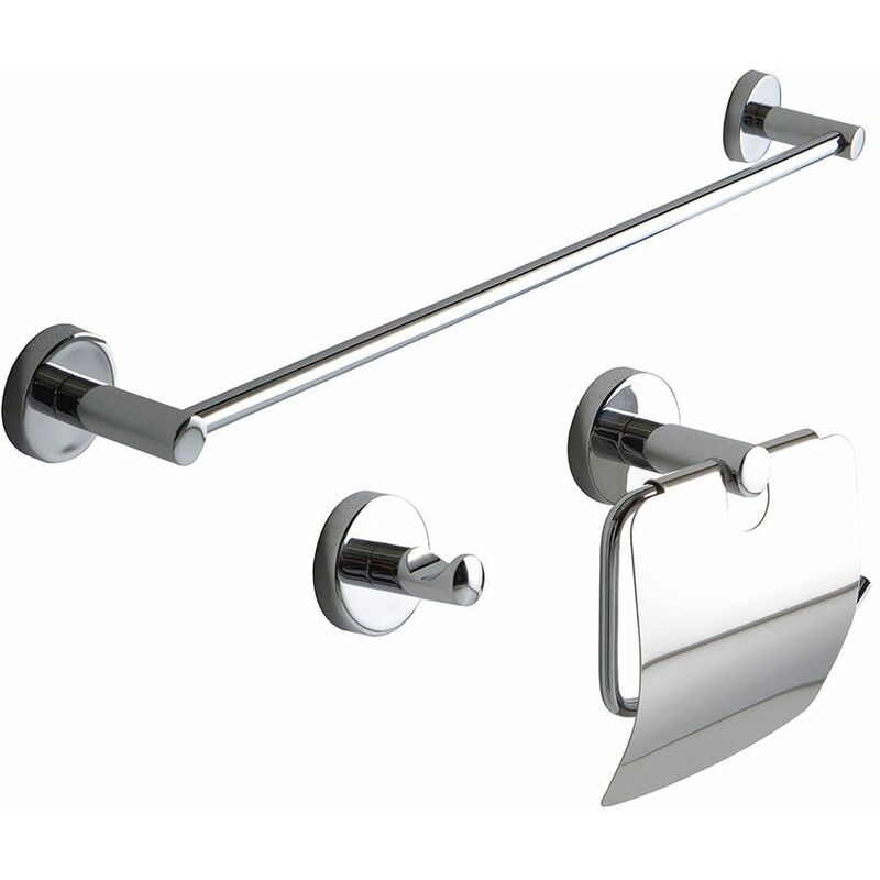 foto del prodotto kiamami valentina kit 3 pezzi di accessori per il bagno finitura cromata necessary
