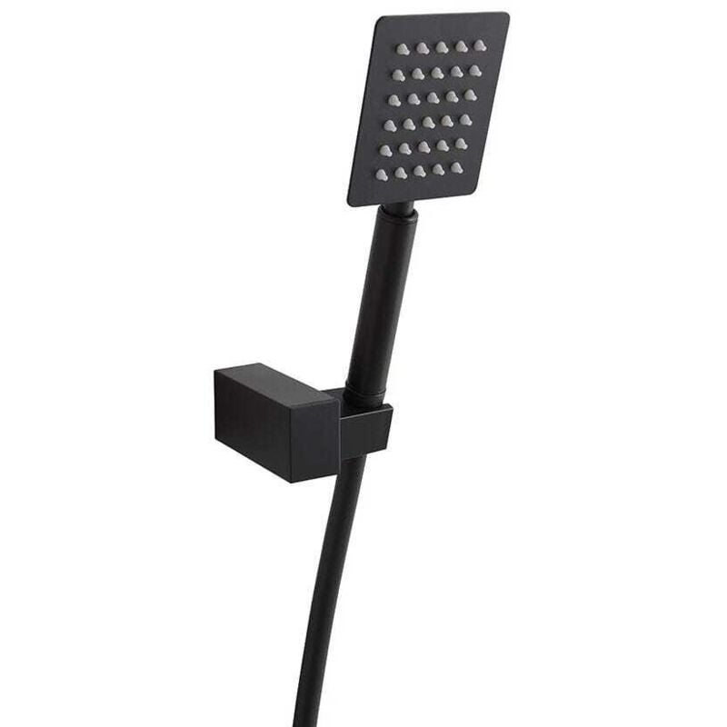 foto del prodotto kiamami valentina kit doccia supporto e doccetta quadrato nero opaco