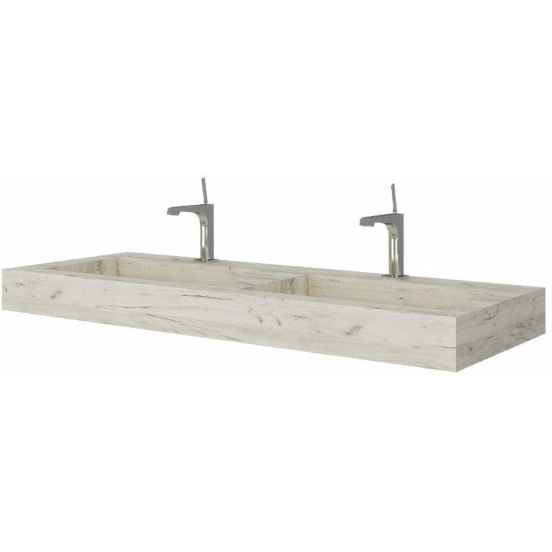 foto del prodotto kiamami valentina lavabo bagno in hpl a due vasche rovere ghiaccio 120cm